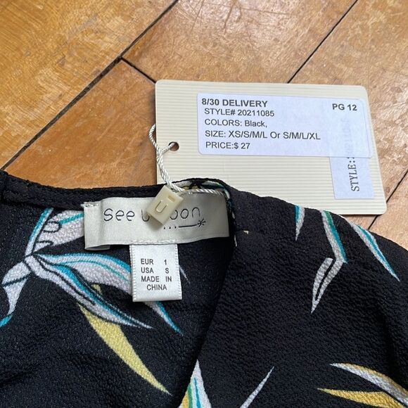 See U Soon Black Floral Casual Blouse Women’s Small - Picture 2 of 6